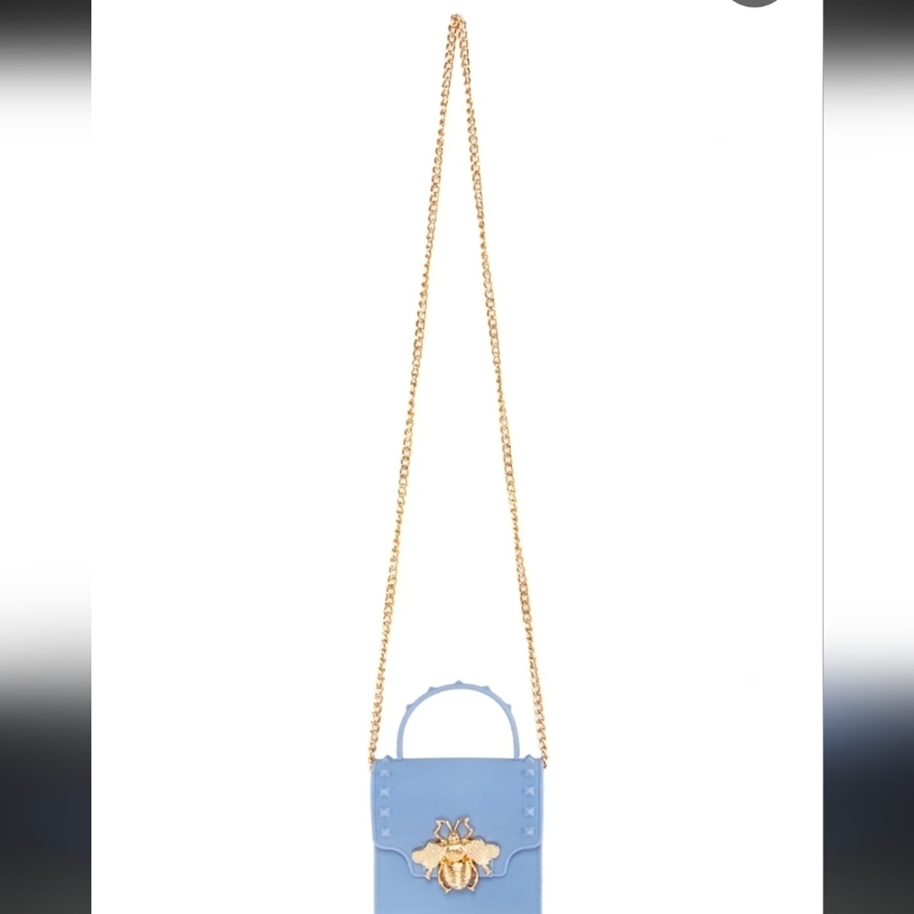 Elegant Blue Mini Bag with Gold Bee Detail - Picture 2 of 13